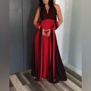 NWOT Genessa Jackson Sleek Red and Black Maxi Dress, size M